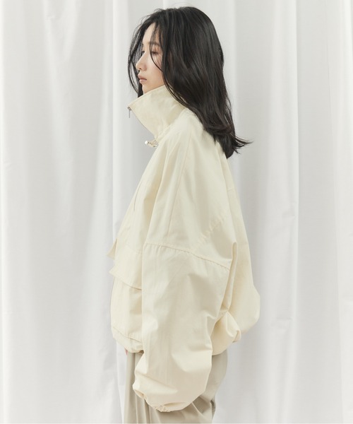 CIEL'AIR(シエルエアー)の「TWILL STAND COLLAR JK(ツイルスタンドカラージャケット)(ブルゾン・レディース・ブラック/アイボリー・FREE)」の9枚目の写真