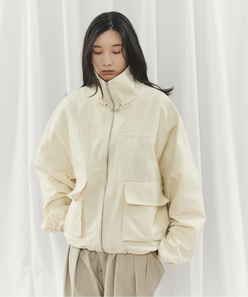 CIEL'AIR(シエルエアー)の「TWILL STAND COLLAR JK(ツイルスタンドカラージャケット)(ブルゾン・レディース・ブラック/アイボリー・FREE)」の13枚目の写真