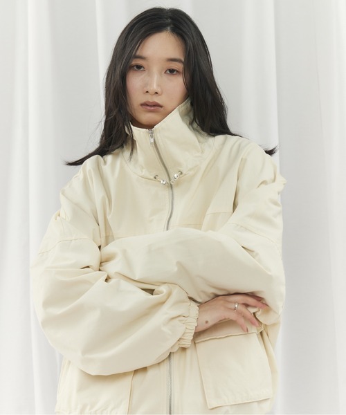 CIEL'AIR(シエルエアー)の「TWILL STAND COLLAR JK(ツイルスタンドカラージャケット)(ブルゾン・レディース・ブラック/アイボリー・FREE)」の18枚目の写真