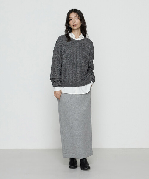 COMME CA Wardrobe(コムサワードローブ)の「〔 +サイズ 〕ケーブル編 ニットプルオーバー(ニット/セーター・レディース・イエロー・13号)」の9枚目の写真