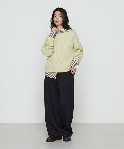 COMME CA Wardrobe(コムサワードローブ)の「〔 +サイズ 〕ケーブル編 ニットプルオーバー(ニット/セーター・レディース・イエロー・13号)」の15枚目の写真