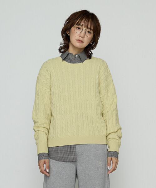 COMME CA Wardrobe(コムサワードローブ)の「〔 +サイズ 〕ケーブル編 ニットプルオーバー(ニット/セーター・レディース・イエロー・13号)」の21枚目の写真
