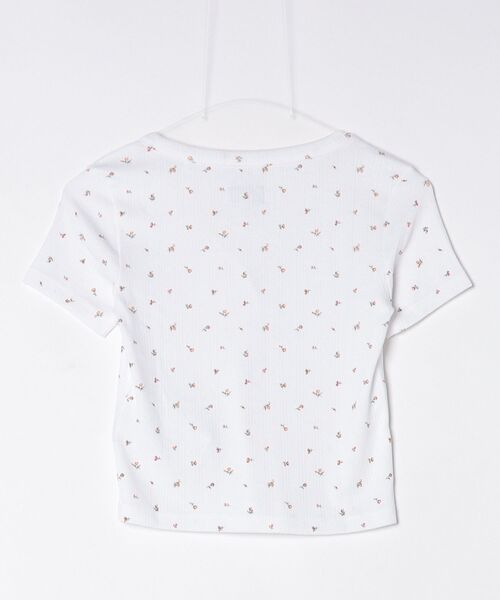 GUESS JEANS（ゲスジーンズ）の「GUESS JEANS Pointelle Short Sleeves Henley Top（Tシャツ/カットソー・レディース・ホワイト系その他・MEDIUM/X-SMALL）」の2枚目の写真