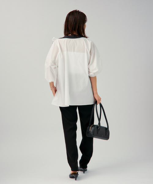 VERMEIL par iena（ヴェルメイユパーイエナ）の「リボンブラウス（シャツ/ブラウス・レディース・ネイビー/ホワイト・FREE）」の5枚目の写真