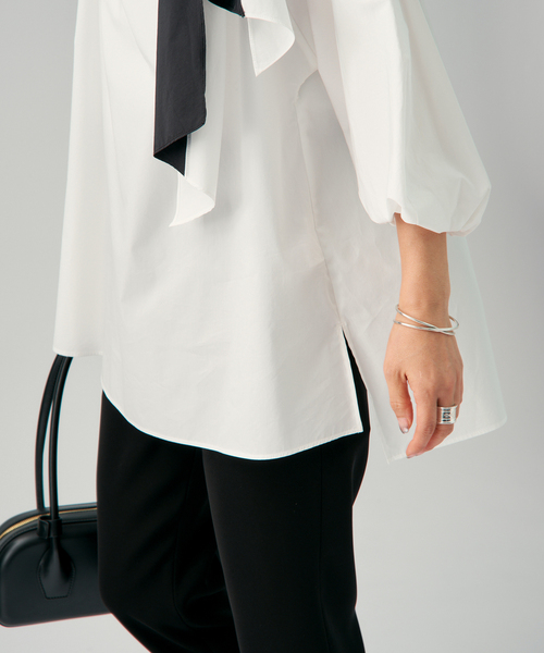 VERMEIL par iena（ヴェルメイユパーイエナ）の「リボンブラウス（シャツ/ブラウス・レディース・ネイビー/ホワイト・FREE）」の10枚目の写真