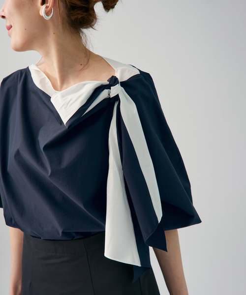 VERMEIL par iena（ヴェルメイユパーイエナ）の「リボンブラウス（シャツ/ブラウス・レディース・ネイビー/ホワイト・FREE）」の17枚目の写真