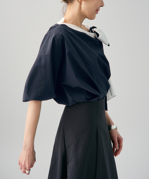 VERMEIL par iena（ヴェルメイユパーイエナ）の「リボンブラウス（シャツ/ブラウス・レディース・ネイビー/ホワイト・FREE）」の18枚目の写真