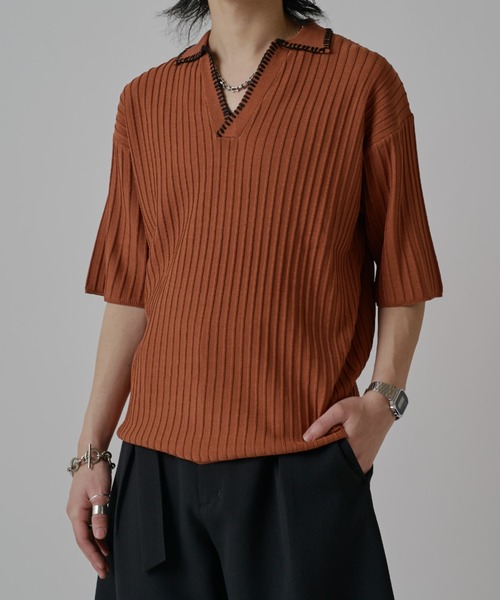 Lui's(ルイス)の「スキッパーステッチニット(ニット/セーター・メンズ・ホワイト/ブラウン/ブラック・S/M)」の3枚目の写真