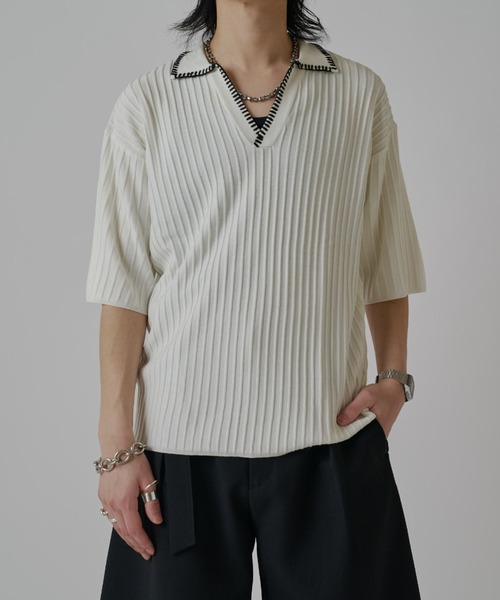 Lui's(ルイス)の「スキッパーステッチニット(ニット/セーター・メンズ・ホワイト/ブラウン/ブラック・S/M)」の6枚目の写真