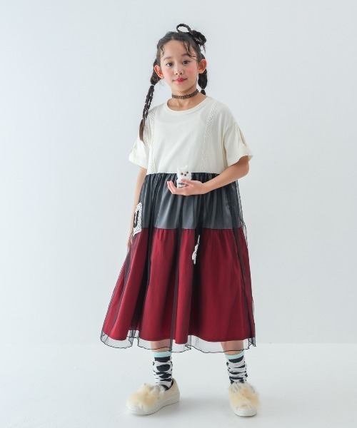 unica(ユニカ)の「アップリケカラフルティアードワンピース(ワンピース・キッズ・チャコール/ブラック/オフホワイト・L/XL)」の2枚目の写真