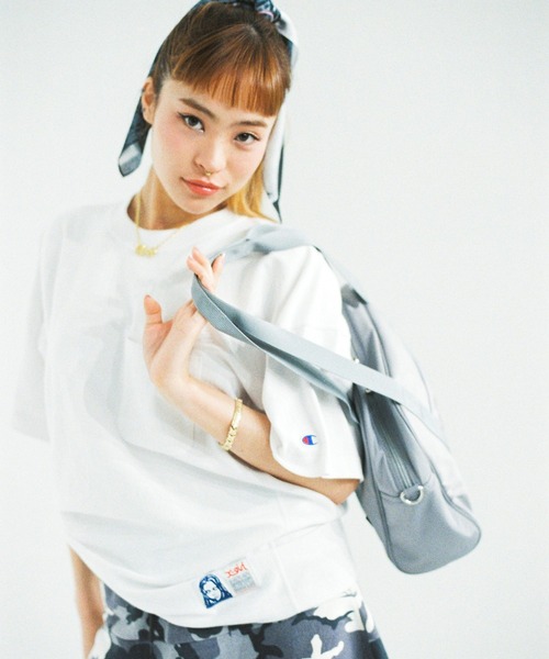 【X-girl×Champion】REVERSE WEAVE FACE  TEE X-girl】X-girl × Champion REVERSE WEAVE R FACE S/S TEE / WHITE