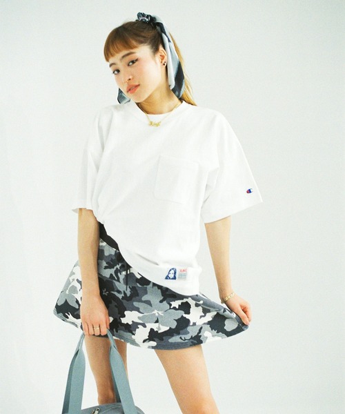 【X-girl×Champion】REVERSE WEAVE FACE  TEE X-girl】X-girl × Champion REVERSE WEAVE R FACE S/S TEE / WHITE