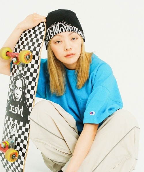 Champion(チャンピオン)の「Champion for X-girl REVERSE WEAVE FACE LABEL S/S TEE(Tシャツ/カットソー・レディース・ブラック/ライトブルー/ホワイト・S/M/L)」の8枚目の写真