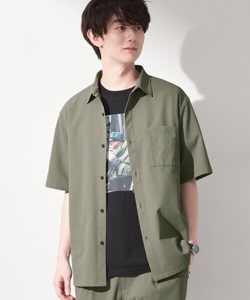 THE SHOP TK (ザ ショップ ティーケー )の「マイクロ シアサッカー 半袖シャツ 洗濯機OK/セットアップ可(シャツ/ブラウス・メンズ・ネイビー/ブラック/チャコールグレー・03/02/04)」の1枚目の写真