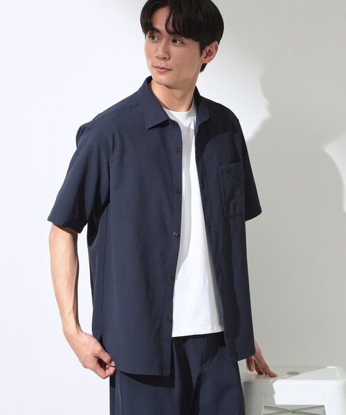 THE SHOP TK (ザ ショップ ティーケー )の「マイクロ シアサッカー 半袖シャツ 洗濯機OK/セットアップ可(シャツ/ブラウス・メンズ・ネイビー/ブラック/チャコールグレー・03/02/04)」の4枚目の写真