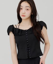 SENEE（セニー）の「front hook gathered tops(フロントホックギャザートップス)（Tシャツ/カットソー）」