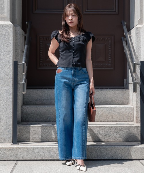 SENEE(セニー)の「front hook gathered tops(フロントホックギャザートップス)(Tシャツ/カットソー・レディース・ブラウン/ブラック・FREE)」の12枚目の写真