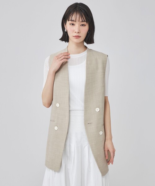 CAST:（キャストコロン）の「リネンライクジレ（ベスト・レディース・ネイビー/ブラウン系その他5/ベージュ・M/S）」の3枚目の写真