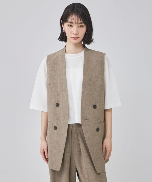 CAST:（キャストコロン）の「リネンライクジレ（ベスト・レディース・ネイビー/ブラウン系その他5/ベージュ・M/S）」の2枚目の写真
