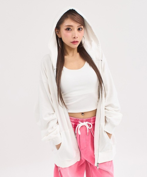 ANAP(アナップ)の「ビッグシルエット フーディパーカー(パーカー・レディース・ブラック/グレー/ホワイト/ピンク・F)」の12枚目の写真
