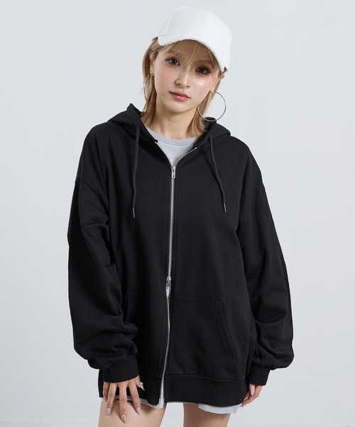 ANAP(アナップ)の「ビッグシルエット フーディパーカー(パーカー・レディース・ブラック/グレー/ホワイト/ピンク・F)」の6枚目の写真