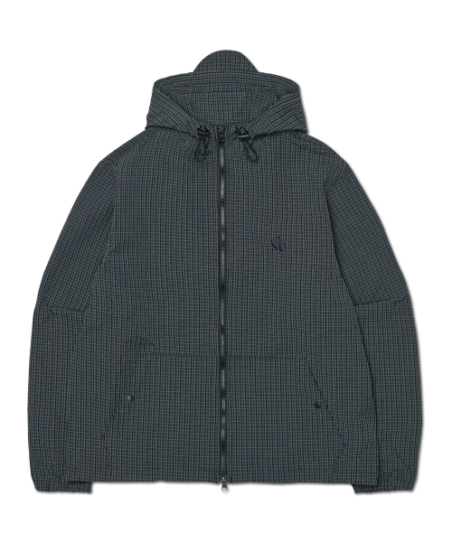 NOMANUAL(NOMANUAL)の「HOODED CHECK WIND JACKET - NAVY(ナイロンジャケット・レディース・その他・MEDIUM/LARGE/SMALL)」の1枚目の写真