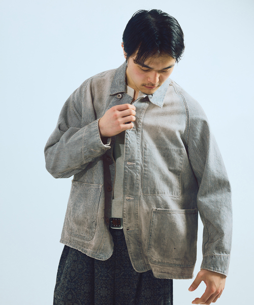 JOURNAL STANDARD J.S HOMESTEAD(ジャーナルスタンダードホームステッド)の「J.S.Homestead / エイジング ヒッコリー 2ポケット チョアコート(カバーオール・メンズ・コバルトブルー・MEDIUM/LARGE)」の9枚目の写真