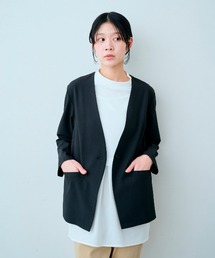 IEDIT（イディット）の「ＩＥＤＩＴ　カーディガン感覚ではおれる大人のお役立ち上品パッカブルジャケット（ノーカラージャケット）」