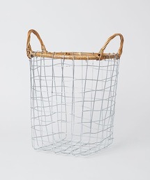 TODAY'S SPECIAL（トゥデイズスペシャル）の「【PUEBCO】ラタンワイヤーバスケット深型手付きＬ / 360498（収納グッズ）」