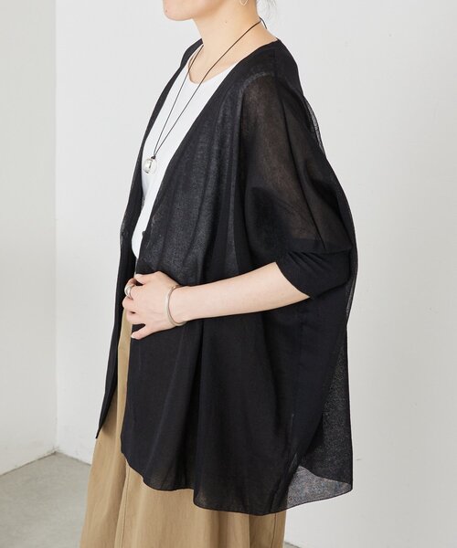 BEARDSLEY（ビアズリー）の「《4/2(木)18：00予約開始》シアーカーデ（カーディガン/ボレロ・レディース・ベージュ/ブラック/ライトグレー・FREE）」の5枚目の写真