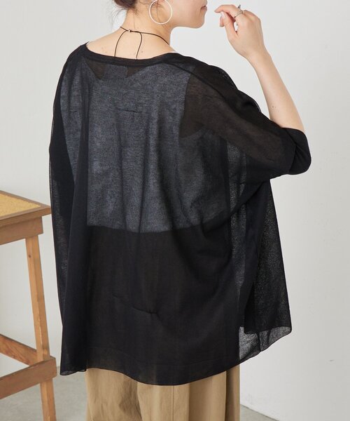 BEARDSLEY（ビアズリー）の「《4/2(木)18：00予約開始》シアーカーデ（カーディガン/ボレロ・レディース・ベージュ/ブラック/ライトグレー・FREE）」の6枚目の写真