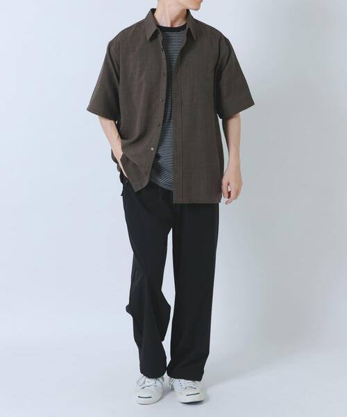 ITEMS URBANRESEARCH（アイテムズ アーバンリサーチ）の「『接触冷感/吸水速乾/イージーケア/UVカット』クイックドライリネンタッチ半袖シャツ（シャツ/ブラウス・メンズ・ベージュ/チャコールグレー/ブラック/オリーブ・LARGE/MEDIUM）」の6枚目の写真