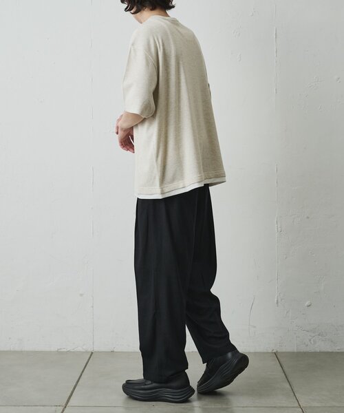 COLONY 2139（コロニートゥーワンスリーナイン）の「サマーニットソーレイヤードヘンリー半袖T（Tシャツ/カットソー・メンズ・アイボリー/ブラック/グレイッシュベージュ・MEDIUM/LARGE）」の8枚目の写真