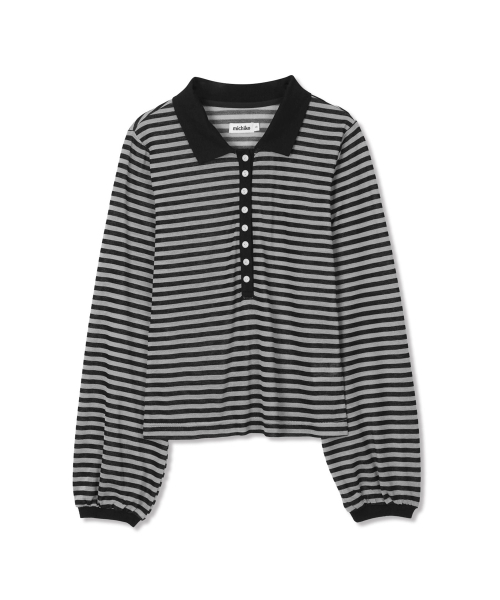 MICHIKO LONDON(ミチコ ロンドン)の「ディープボタンカラー ネック トップ メランジグレー(ポロシャツ・レディース・その他・SMALL/MEDIUM)」の2枚目の写真