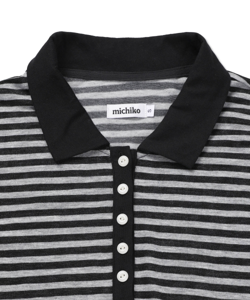 MICHIKO LONDON(ミチコ ロンドン)の「ディープボタンカラー ネック トップ メランジグレー(ポロシャツ・レディース・その他・SMALL/MEDIUM)」の3枚目の写真