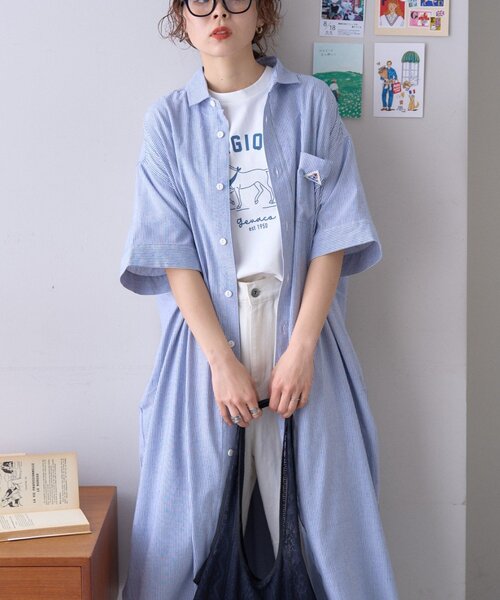 GEVACO】綿麻半袖シャツワンピース（ワンピース）｜GEVACO（ゲバコ）の