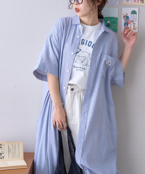 GEVACO】綿麻半袖シャツワンピース（ワンピース）｜GEVACO（ゲバコ）の