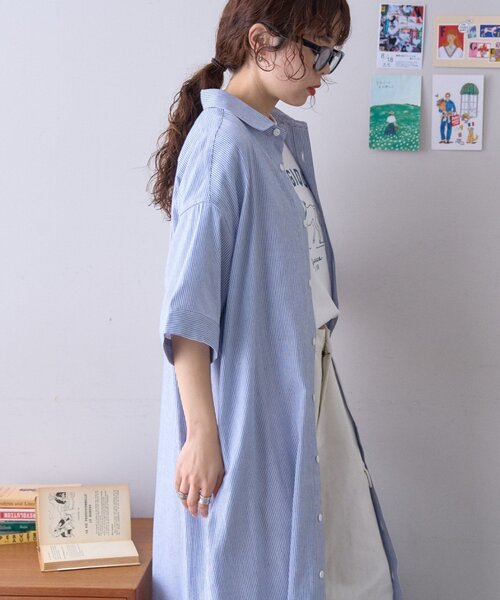 GEVACO】綿麻半袖シャツワンピース（ワンピース）｜GEVACO（ゲバコ）の