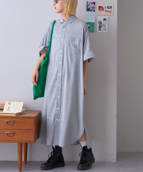 GEVACO(ゲバコ)の「【GEVACO】綿麻半袖シャツワンピース(ワンピース・レディース・ブラック/ブルー・ONE SIZE)」の13枚目の写真