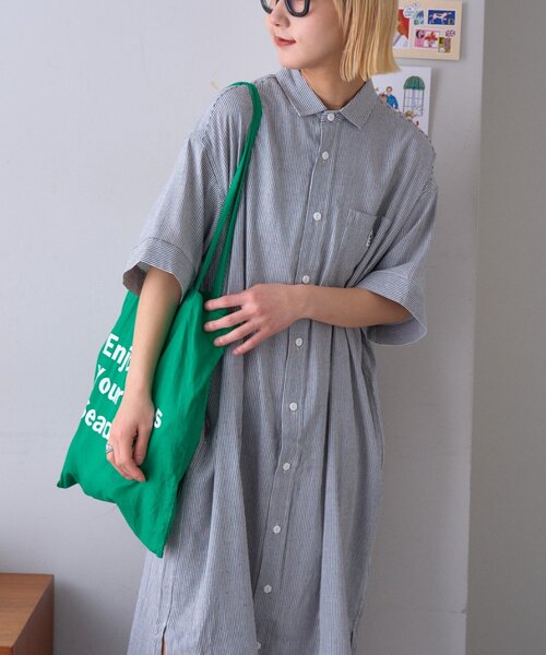 GEVACO(ゲバコ)の「【GEVACO】綿麻半袖シャツワンピース(ワンピース・レディース・ブラック/ブルー・ONE SIZE)」の16枚目の写真