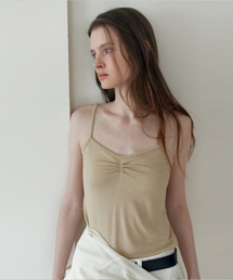 Like Shirring Sleeveless T_Beige