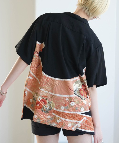 utatane(ウタタネ)の「着物リメイク maison utatane シャツ/ブラウス 黒の金朱波(シャツ/ブラウス・レディース・ブラック・M)」の13枚目の写真