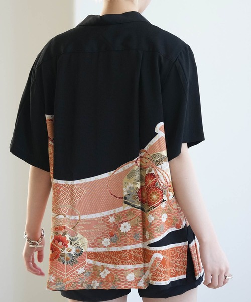 utatane(ウタタネ)の「着物リメイク maison utatane シャツ/ブラウス 黒の金朱波(シャツ/ブラウス・レディース・ブラック・M)」の14枚目の写真