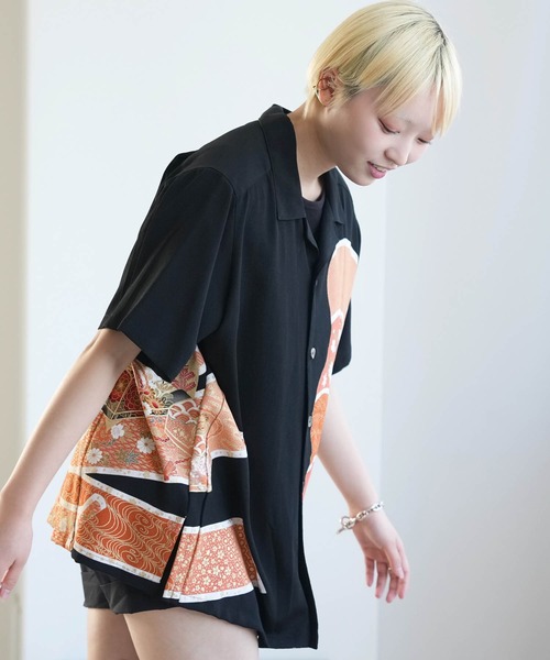 utatane(ウタタネ)の「着物リメイク maison utatane シャツ/ブラウス 黒の金朱波(シャツ/ブラウス・レディース・ブラック・M)」の15枚目の写真