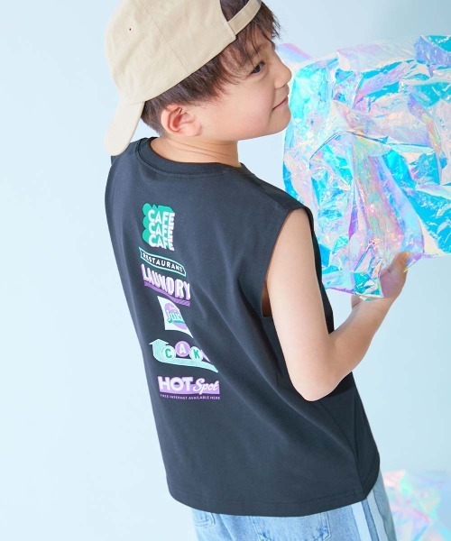 devirock(デビロック)の「【ひやシャリ】接触冷感 デビラボ BIGシルエット プリントタンクトップ(タンクトップ・キッズ・ブラック系2/グリーン系1/ライトグレー系1/ブラック系3/ライトグレー系2/ブラック系1/ピンク系1/ホワイト系1・100cm/160cm/150cm/140cm/130cm/120cm/110cm)」の3枚目の写真