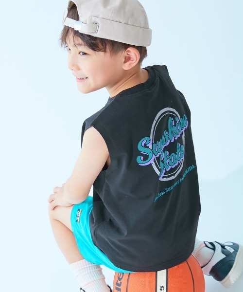 devirock(デビロック)の「【ひやシャリ】接触冷感 デビラボ BIGシルエット プリントタンクトップ(タンクトップ・キッズ・ブラック系2/グリーン系1/ライトグレー系1/ブラック系3/ライトグレー系2/ブラック系1/ピンク系1/ホワイト系1・100cm/160cm/150cm/140cm/130cm/120cm/110cm)」の4枚目の写真
