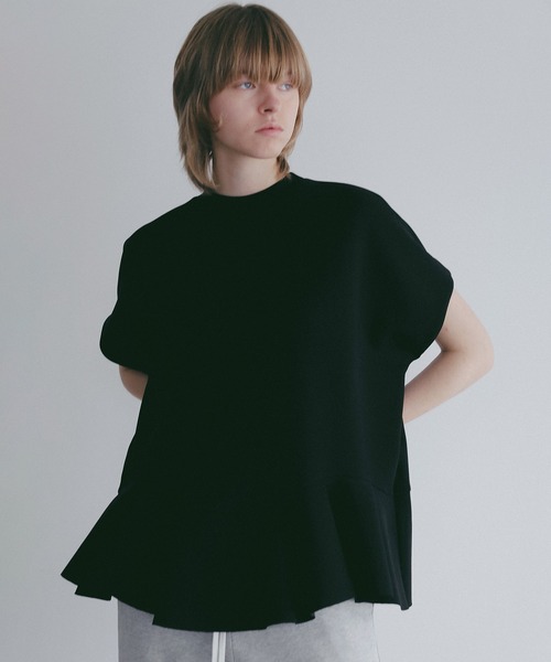 MANOF(マノフ)の「FRILL DOLMAN LOOSE TOPS(Tシャツ/カットソー・レディース・ホワイト/ブラック・F)」の14枚目の写真