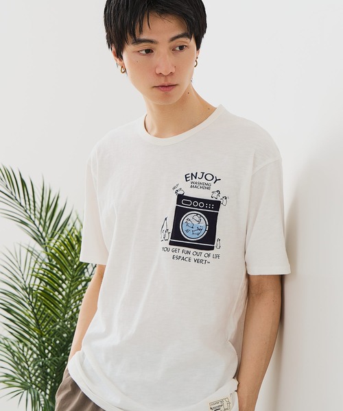 Blue Standard (ブルースタンダード)の「【BLUE STANDARD/ブルースタンダード】【涼しい スラブ天竺】 アニマルプリント ポケット付きTシャツ 綿100% 凹凸素材 ペンギン ゆるかわ 凹凸素材 部屋着 ワンマイル キャンプ(Tシャツ/カットソー・メンズ・その他/その他1/その他2/その他3/その他4・MEDIUM/LARGE/X-LARGE)」の1枚目の写真