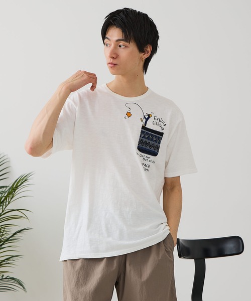 Blue Standard (ブルースタンダード)の「【BLUE STANDARD/ブルースタンダード】【涼しい スラブ天竺】 アニマルプリント ポケット付きTシャツ 綿100% 凹凸素材 ペンギン ゆるかわ 凹凸素材 部屋着 ワンマイル キャンプ(Tシャツ/カットソー・メンズ・その他/その他1/その他2/その他3/その他4・MEDIUM/LARGE/X-LARGE)」の11枚目の写真