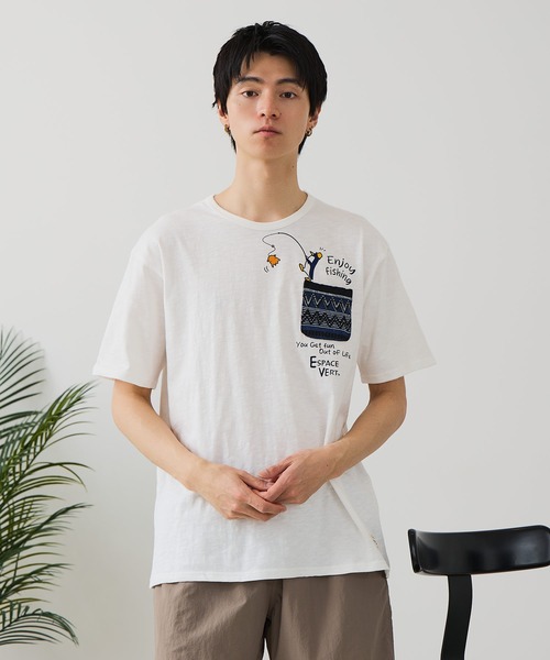 Blue Standard (ブルースタンダード)の「【BLUE STANDARD/ブルースタンダード】【涼しい スラブ天竺】 アニマルプリント ポケット付きTシャツ 綿100% 凹凸素材 ペンギン ゆるかわ 凹凸素材 部屋着 ワンマイル キャンプ(Tシャツ/カットソー・メンズ・その他/その他1/その他2/その他3/その他4・MEDIUM/LARGE/X-LARGE)」の12枚目の写真